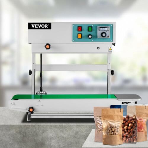 VEVOR FR900 Vertical Automatic Sealing Machine 220V Continuous Band Sealer Printing Date Coder for Packaging Food Medicine Seeds