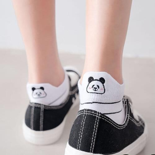 Cartoon panda cute white women socks calcetines mujer skarpetki damskie kawaii animal print harajuku funny striped cotton sock