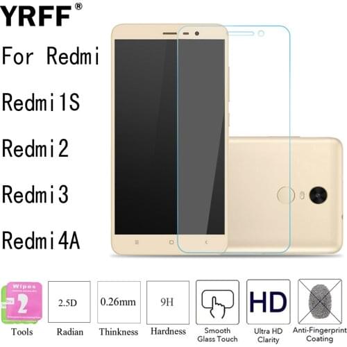 2PCS 2.5D 0.26mm 9H Premium Tempered Glass Screen Protector Protective Film For Xiaomi Redmi 1S Redmi 2 Redmi 3 4A Free Tools