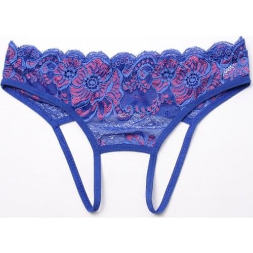 Crotchless Floral Briefs Thongs Womens Lace G-String Panties Woman Underwear Buttocks Hollow Lingerie Underpants
