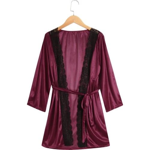 Vaatteet Bathrobe Women Nightgown Sexy Sleepwear Long Sleeve Women Sexy Lace Lingerie Nightwear Underwear Sleepwear Pajamas#p3