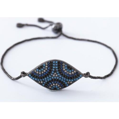 Gold silver Chain micro pave cz rope Cubic Zirconia adjusted Macrame bracelet Bangles Eye vj534 Charms Women