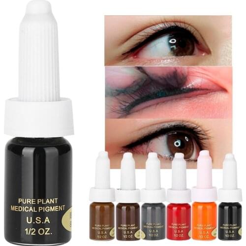 10ml/Bottle Professional Semi-permanent Tattoo Ink Natural Plant Lip Eyebrow Eyeliner Lips Tattoo Makeup Pigment Longlasting Ink