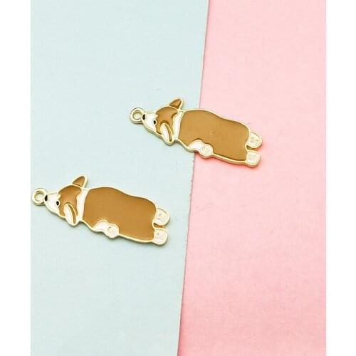 10pcs Oil Drop Dog Enamel Charms Gold Tone Metal Animal Pendants DIY Necklace Accessories Earring Bracelet Jewelry Making FX295