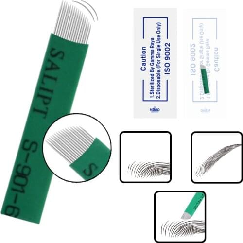100pcs Microblading 0.18mm Tebori Blades Needles Tattoo Needles Permanent Makeup Needle 7 9 12 14 17 21 Manual Eyebrow Blades