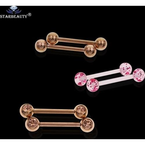 2Pcs/Lot Rose Gold Clear Acrylic Fake Nipple Piercing Barbell Stud Ring Magnetic body jewelry ear ring temporary unique gift