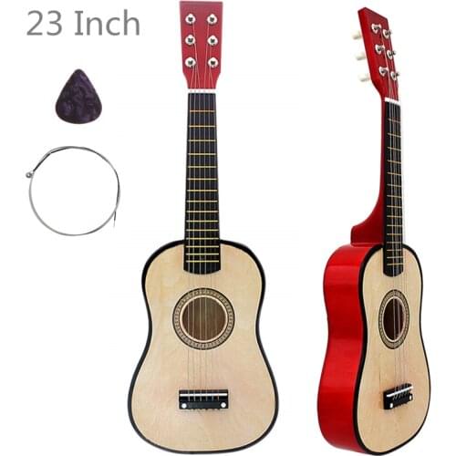 23 Inch 6 Strings Basswood Acoustic Guitar Wood Guitar Music Instrument for Guitar Music Lovers Gift with Guitar Pick + String