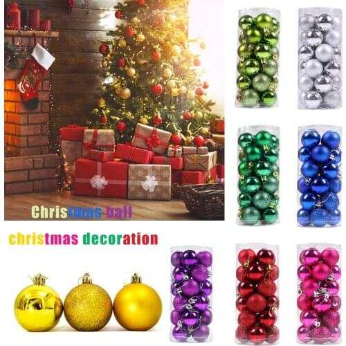 24pcs 3cm Gold Pink Champagne Red Metallic Christmas Balls Decor Christmas Tree Balls Xmas Decor for Home Noel New Year Gift