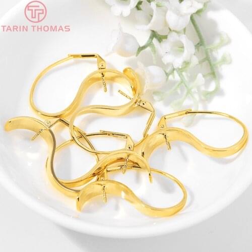 2PCS 22x34MM 24K Gold Color Plated Earring Clip with Pin High Quality Diy Jewerly Making Findings