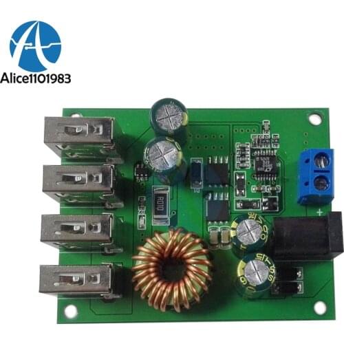 4 Four USB DC DC 7-60V to 5V 5A Output Buck Converter Board Step Down Power Supply Board Module With Case