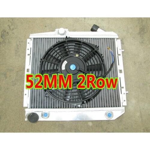 2Row 52mm Aluminum Racing Radiator &FAN For 1983-1991 Renault 5/R5 R9/11 Super 5 GT C-type I4 Turbo AT/MT 1.4L 84 85 86 87