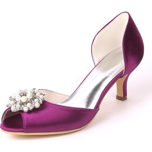 Creativesugar pearl crystal 2 inch kitten heels satin evening dress shoes bridal wedding party prom cocktail lady pumps D'orsay