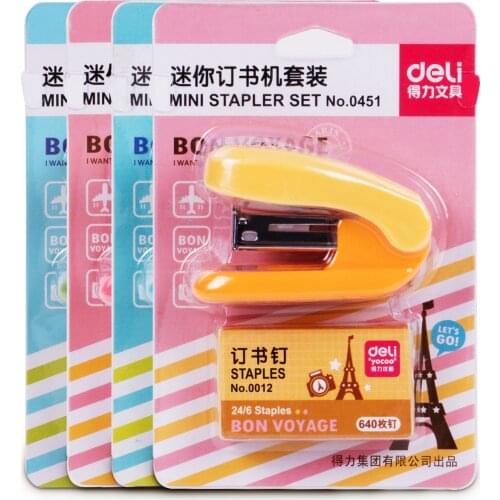 Deli 4 Color Cute Candy Stapler Set. Student Office Mini Stapler With Stapler