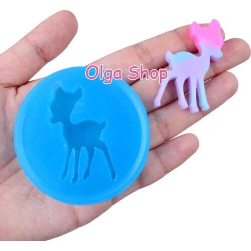 DYL596 42.3mm x 24.4mm Cute Deer Silicone Mold Fondant Cake Decoration Candy Making Resin Clay Art Craft Sugarcraft FOOD SAFE