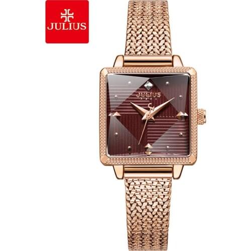Julius Brand Classic Quartz Watch Women Fashion Square Watch Stainless Steel Waterproof Wristwatch Female Zegarek Damski