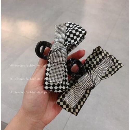 Korea Dongdaemun lattice hair accessories clip hair clip girl back head clip big hair clip shark clip Catch clip
