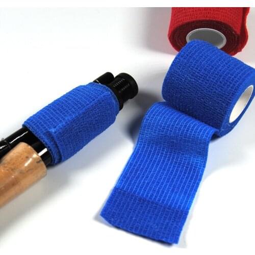 5cmX2.2m Fishing Tackle Box Accessory Self Sticking Fishing Rod Band Resuable Rod Handle Wrapping Tape Black Camouflage Red Blue