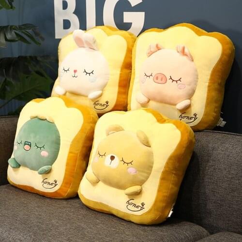 Cute Animal Sandwich Plush Toy Soft Bread Plush Throw Pillow Cartoon Dinosaur Rabbit Cat Pig Hug Pillow Cushion Home Decor Gift