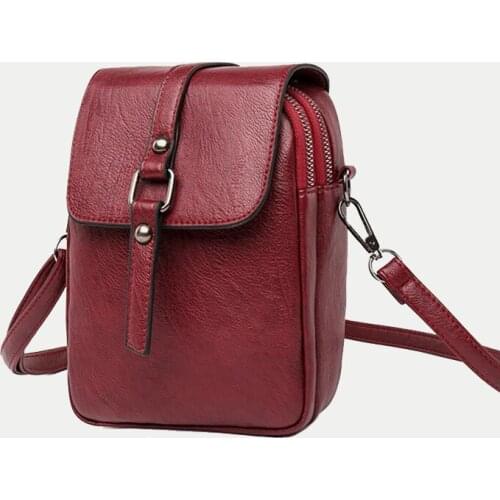 Multi-Functional Soft Leather Small Shoulder Bag Vintage Crossbody Cash Purse 2 Slots for Cellphone Handbags