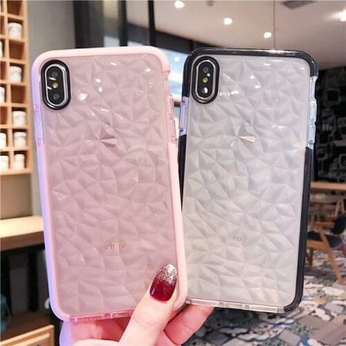 Fashion Pink Diamonds Anti knock Soft Silicone Case For iPhone 7 8 Plus 6 6s X XR XS Max 11 Pro Max Shockproof Bumper Back Cover