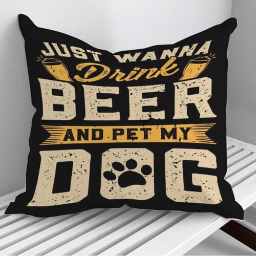 Beer And Dog Throw Pillows Cushion Cover On Sofa Home Decor 45*45cm 40*40cm Gift Pillowcase Cojines Dropshipping