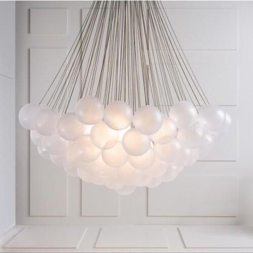 Nordic Luster Glass Ball Led Pendant Light Golden Black Living Dining Room Bedroom Chandelier Home Decoration Interior Lighting