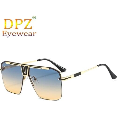 Luxury New Brand Design Vintage Mens Square Sunglasses Metal High Quality Driving Pilot Eyewear UV400 Oculos De Sol