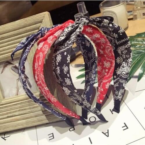 Fashion Women Girls Summer Bohemian Hair Bands Print Headbands Vintage Cross Bowknot Turban HairBands Hair Accessories