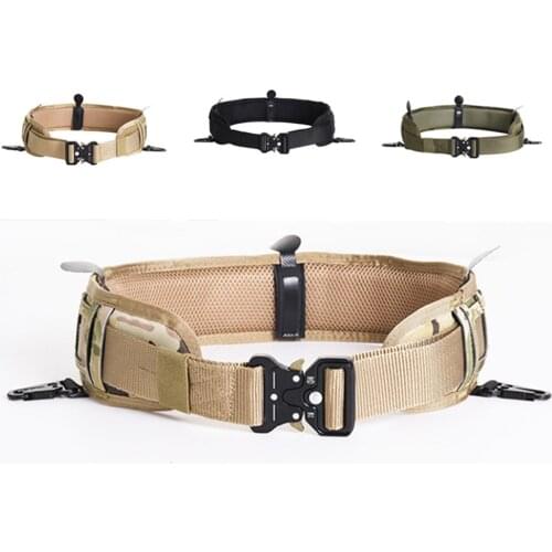 Military Army Combat Quick Release Molle Tactical Belt Waist Strap Molle Laser Cut Battle Belt Rig Padded Metal Buckle