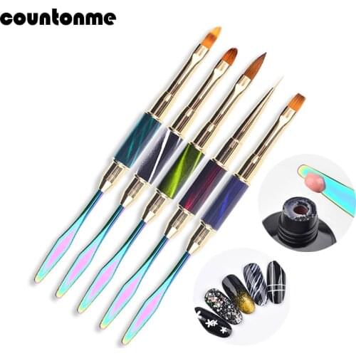 Dual Head Nail Brush Acrylic UV GEL Extension Builder Pen Brush UV Gel Removal Spatula Stick Liner Drawing Manicure Brush