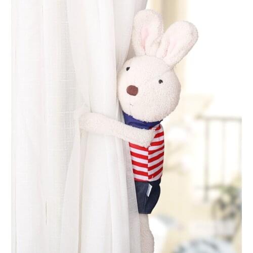 Cute Rabbit Curtain Holder Kids Room Decoration Plush Toys Magnetic Curtain Tieback Buckle Clips Hanging Ball Buckle Washable