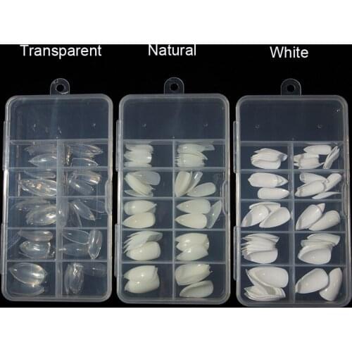 TKGOES 100pcs/Box Almond Fake Nails Full Cover Acrylic Artificial Stiletto False Nail Tips