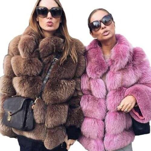 UPPIN Latest Thick Warm Winter Fur Coat Women Faux Fox Fur Jacket Autumn Fashion Casual Outerwear Girls Plus Size Fur Coat 2018