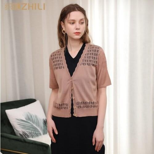 ZHILI 2019 Spring Summer Cardigan Dress Sunscreen Shawl Thin Coat Short Sleeve