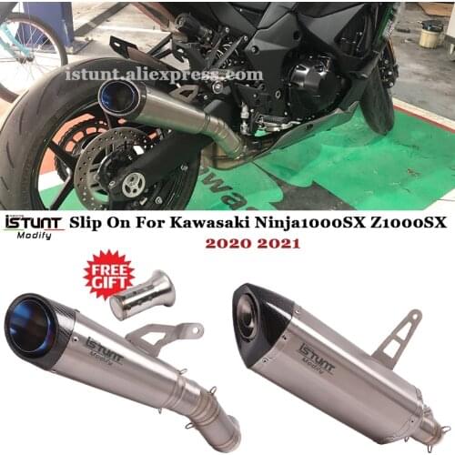 Ninja1000sx Motorcycle Titanium Alloy Exhaust Muffler Middle Link Pipe Slip-On Escape For Kawasaki Ninja1000SX Z1000SX 2020 2021
