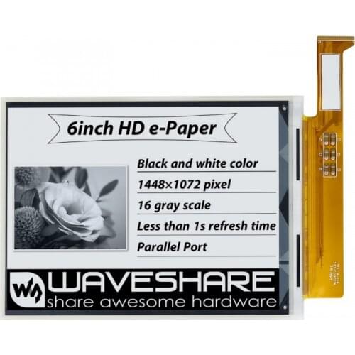 Waveshare 6" HD e-Paper e-Ink Display Raw Panel, 1448×1072 Resolution 16 Gray Scale