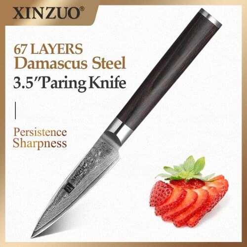 XINZUO 3.5" Paring Knife 67Layer Damascus Knives Chinese Kitchen Knife Paring Universal Table Knife Cutlery with Pakwood Handle