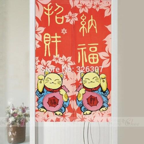 Japanese Noren Fortune Cat Embellished 85cmx150cm 100% Polyester Thicken Door Curtain Japan Maneki Neko
