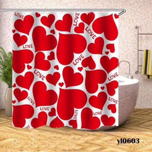 Love Heart Shower Curtains Waterproof Print Bath Curtain For Bathroom Bathtub Large Wide Bathing Cover Home Hotel Rideau De Bain