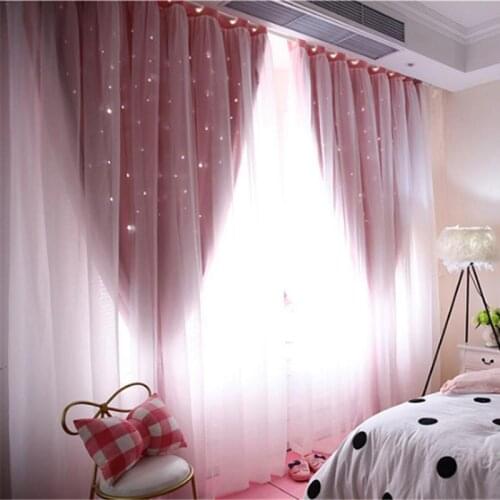 Hollowed Out Star Shading Window Blackout Curtain Drapes Purdah for Living Room Princess Children Room Curtain Baby Kids Room