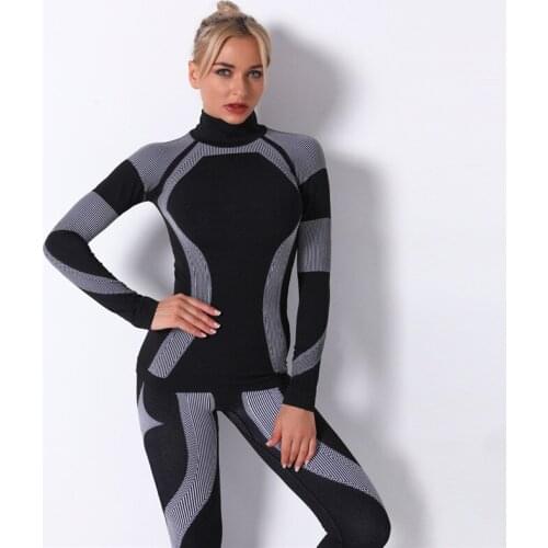 Woman Clothing Long Sleeve Sports Shirt Fitness Gym T-Shirt Turtlenrck Seamless Female Workout Yoga Running Top For Activewear