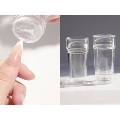 High quality Set of New Pure Clear Jelly Silicone Nail Art Stamper Scraper with Cap 2.8cm Nail Stamp Stamping Tools, KUER6898909