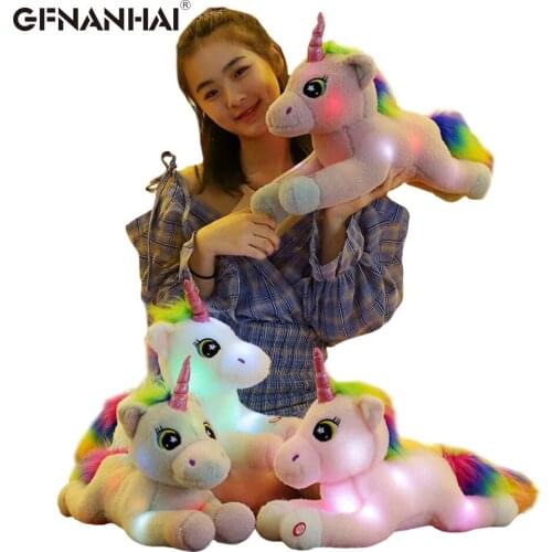 1pc 50cm Creative Led Light Luminous Unicorn Plush Toy Stuffed Dolls Kawaii Soft Animal Unicorn for Children Kids Christmas Gift