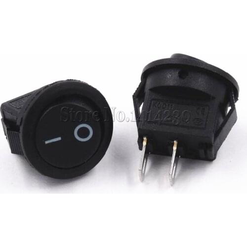 10PCS 16mm 2 PINS 2 Position ON-OFF SPST Round Rocker Switch 3A/250V 6A/125V AC Black