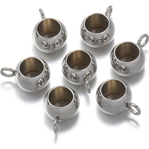 10pc Stainless Steel Bail Big Hole Pendant Clip Clasp Beads Loose Spacer Beads 5 Sizes For Diy Jewelry Making Findings Supplies