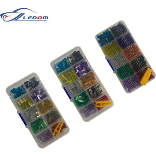 100Pcs/Box Car Fuses Mini Small Medium 2A - 35A Amp With Box Clip Assortment Auto Standards Mirco Blade Type Fuse Set Truck