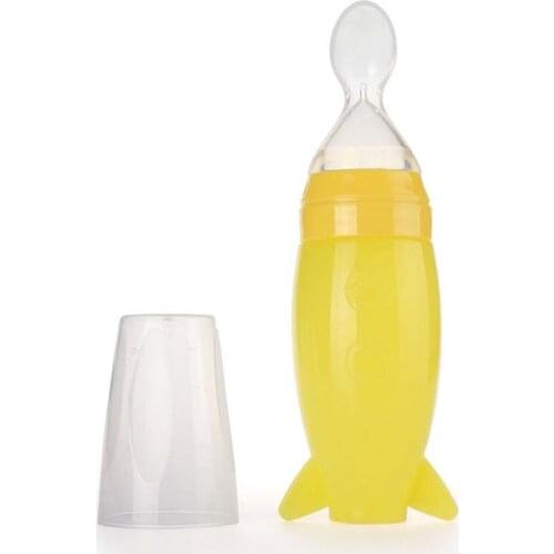 120ML New Baby Toddler Squeeze Feeder Silicone Spoon Bottle Feeding Dispensing Spoons BPA Free Baby Utensils Rice Cereal