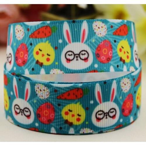 22mm 25mm 38mm 75mm Rabbit Cartoon pattern printed Grosgrain Ribbon party decoration 10 Yards X-04212