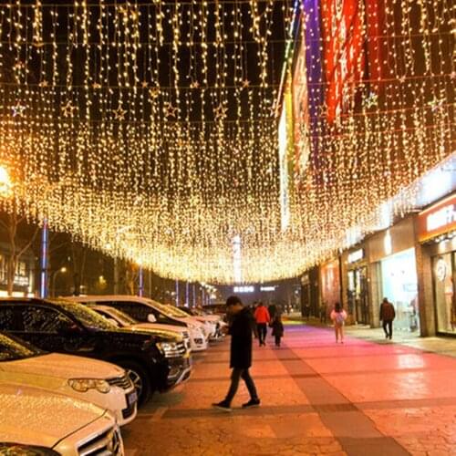 220V 3.5m 95Leds Indoor Drop LED Party Garden Stage Outdoor Decorative Light Christmas Garland LED Curtain Icicle String Light