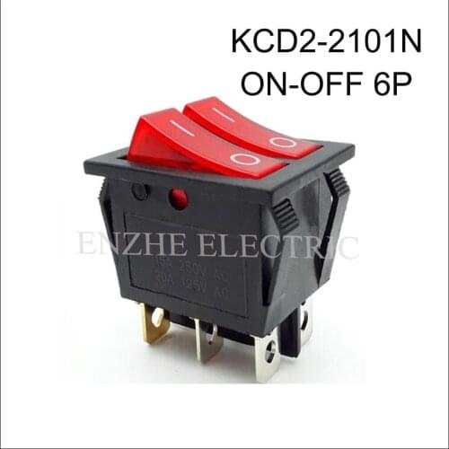 50PCS Switch KCD2-2101N lamp lens illuminated Rocker Switch 6Pin ON-OFF 15A/250V 20A/125V Car Dash Dashboard Truck